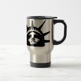 Mug De Voyage Statue d'Art Pop Noir & Blanc de la Liberté