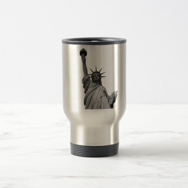 Mug De Voyage Statue noire et blanche de la Liberté (Centre)
