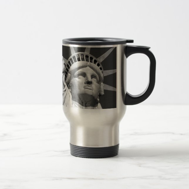 Mug De Voyage Statue noire et blanche de la Liberté (Droit)