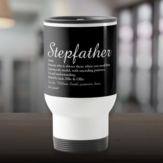 Mug De Voyage Stepfather Stepdad Définition Script moderne (Stepfather Stepdad Definition Modern Script Travel Mug)