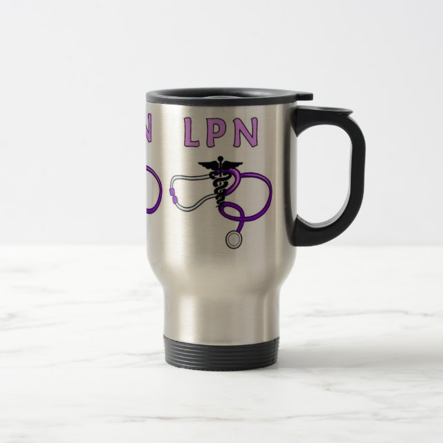 Mug De Voyage Stéthoscope des infirmières LPN (Droit)