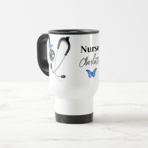 Mug De Voyage Stéthoscope Papillon Bleu Infirmière Médecin
