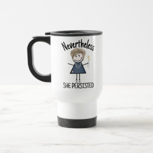 Mug De Voyage Stick Figure Girl avec Baskets et marguerites