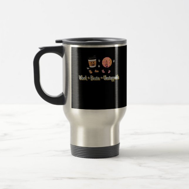 Mug De Voyage Sticker à bestie de travail (Gauche)
