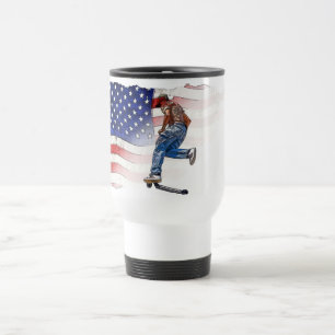 Mug De Voyage Stunt Scooter Rider et US Flag