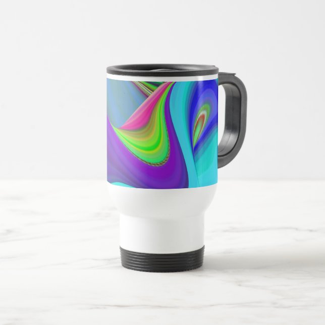 Mug De Voyage Summerfeel, Rainbowart 3D Abstrait (Devant droit)