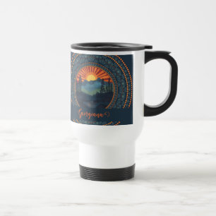 Mug De Voyage Sunset Dot Mandala Vintage Wilderness personnalisé