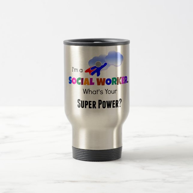 Mug De Voyage Superhéros du travailleur social (Centre)