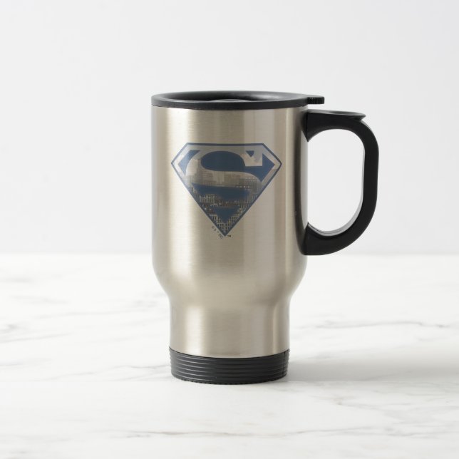 Mug De Voyage Superman S-Shield | Logo de la ville bleu clair (Droit)