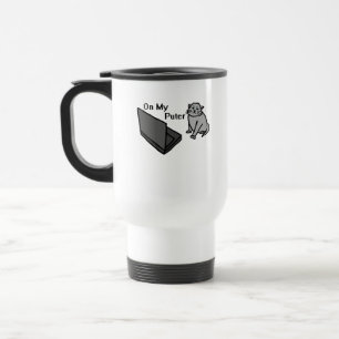 Mug De Voyage Sur Mon Ordi Drôle De Chat Gris Mème