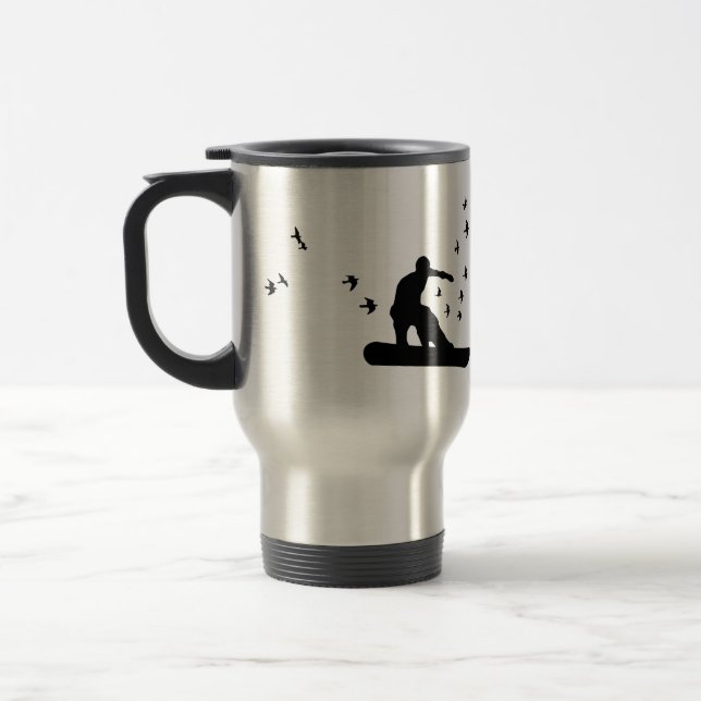 Mug De Voyage surf des neiges avec des oiseaux (Gauche)
