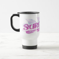 Mug de voyage "Surf's Up" surfeurs rose et violet