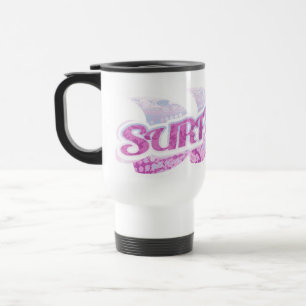 Mug de voyage "Surf's Up" surfeurs rose et violet