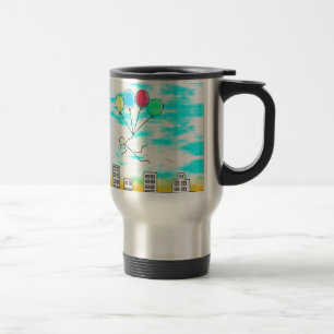 Mug De Voyage Survoler La Ville Avec Des Ballons