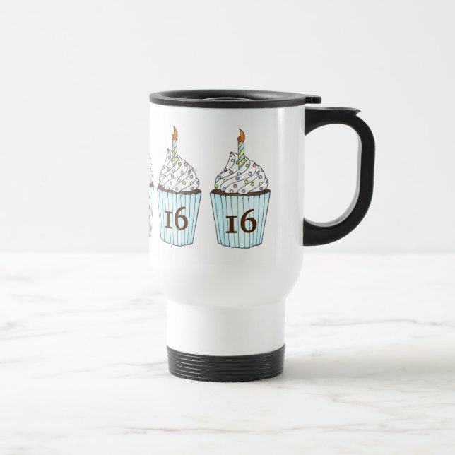 Mug De Voyage Sweet 16 Joyeux Anniversaire Cupcake Sprinkles Fav (Droite)