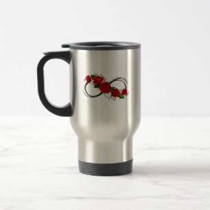 Mug De Voyage Symbole d'infini avec les roses rouges