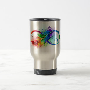 Mug De Voyage Symbole d'infini avec plume arc-en-ciel