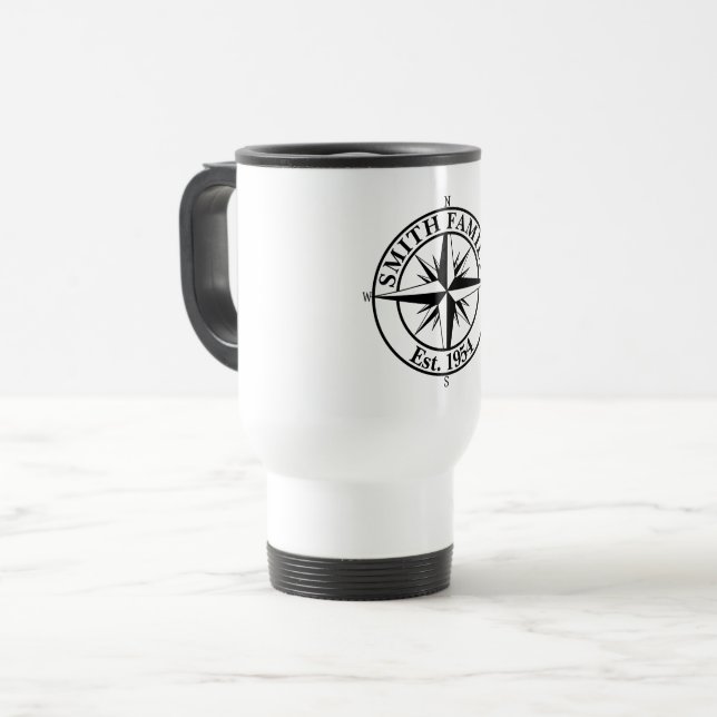 Mug De Voyage Symbole personnalisable du monogramme étoile de la (Devant gauche)