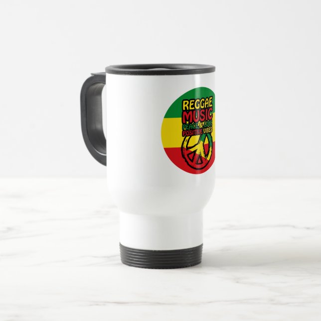 Mug De Voyage Symbole Reggae et Paix avec citations positives (Devant gauche)