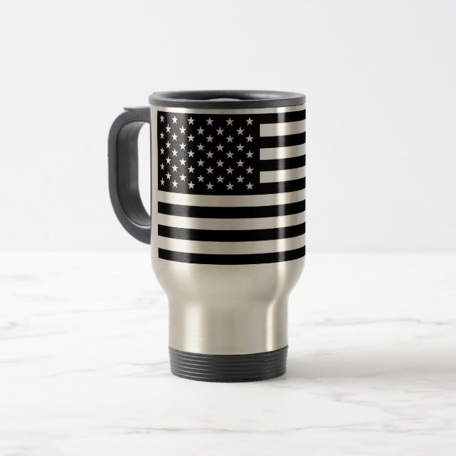 Mug De Voyage symbole usa du drapeau noir américain (Devant gauche)
