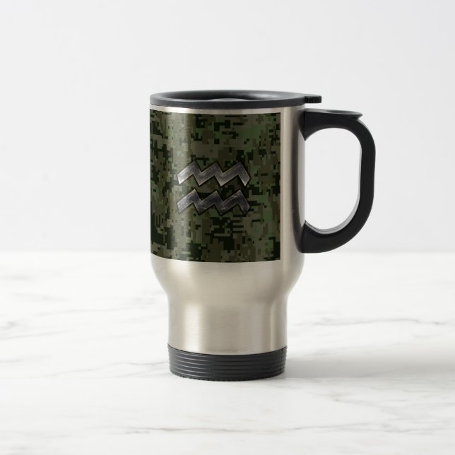 Mug De Voyage SYMBOLE Zodiaque Aquarius Camouflage numérique ver (Droit)
