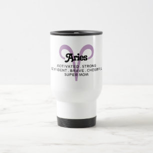 Mug De Voyage SYMBOLE Zodiaque Aries Super Mom Purple
