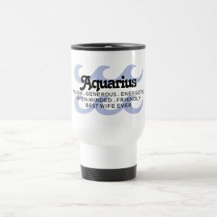 Mug De Voyage Symboles Aquarius Zodiac Traits Super Mom Blue