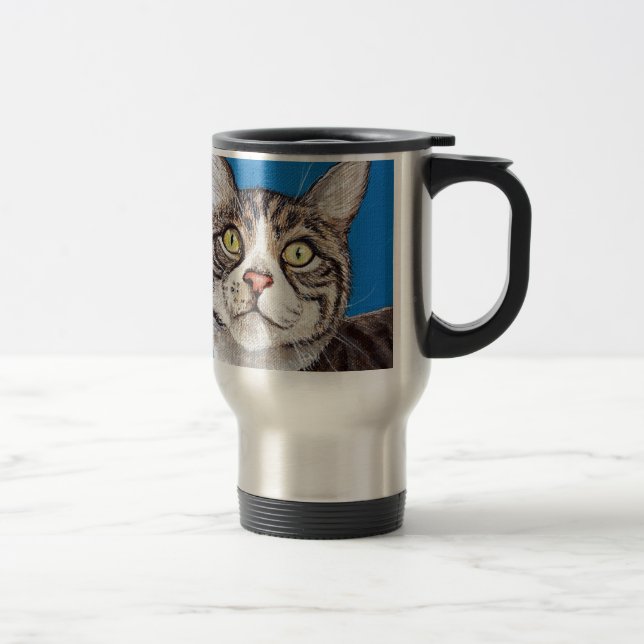 Mug De Voyage Tabby Cat Peinture (Droit)