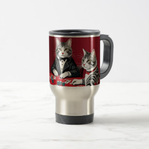 Mug De Voyage Tabby Cats Jouer Au Poker