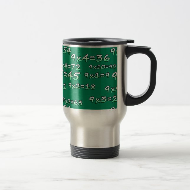MUG DE VOYAGE TABLEAU DES 9 - 9 TIMES TABLE - GREEN - VERT (Droit)