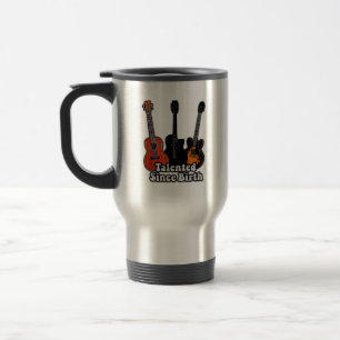 Mug De Voyage Talentueux depuis la naissance. Guitares colorées