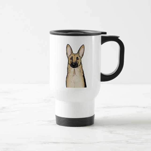 Mug De Voyage Tan clair et chien berger allemand noir | Art pour (Droite)