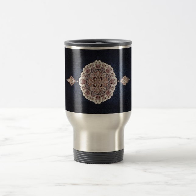 Mug De Voyage Tapis persan turc antique bleu (Centre)
