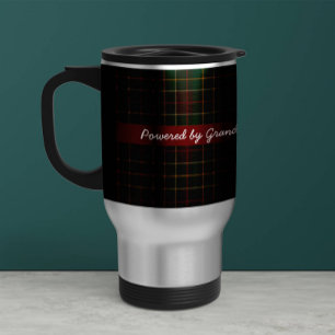 Mug De Voyage Tartan à carreaux foncés personnalisé avec citatio