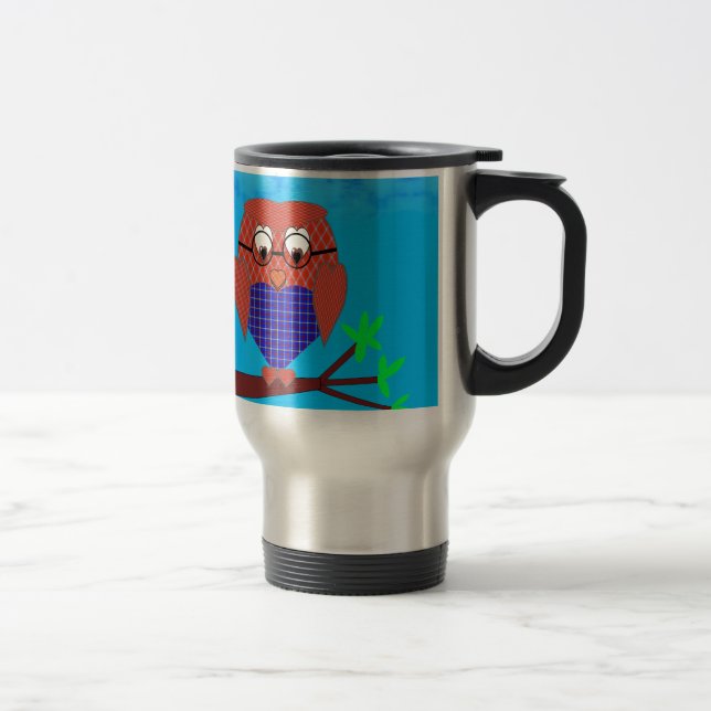Mug De Voyage Tartan et Chouette des Coeurs (Droit)