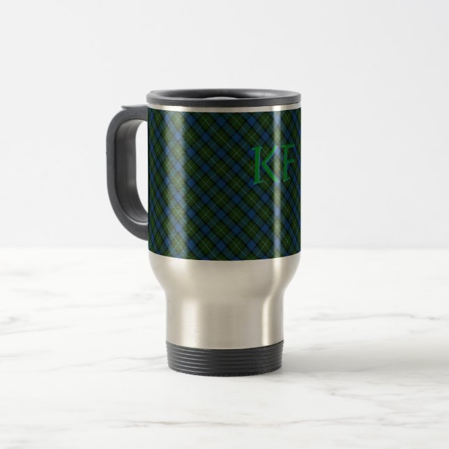 Mug De Voyage Tartan officiel Fergusson avec monogramme / initia (Devant gauche)