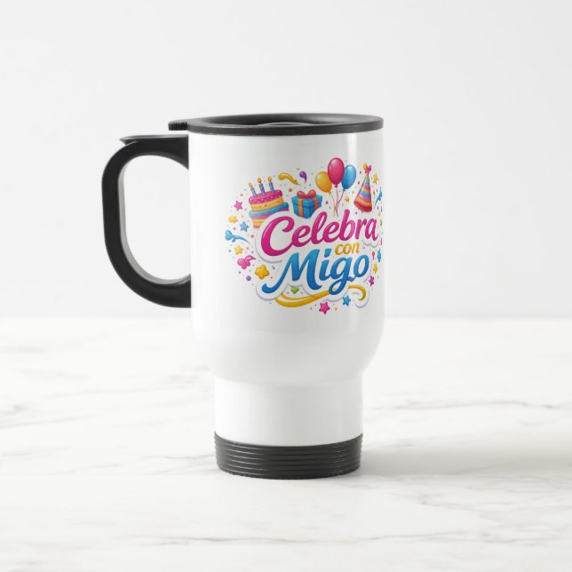 Mug De Voyage Taza de Viaje y de Regalo con Diseño “Celebra Conm (Gauche)