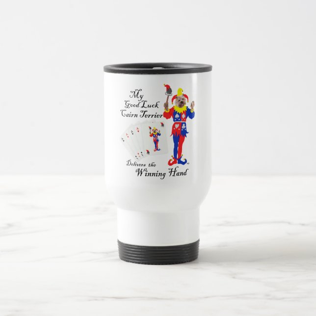 Mug De Voyage Teckel Cairn de Poker Chanceux (Centre)
