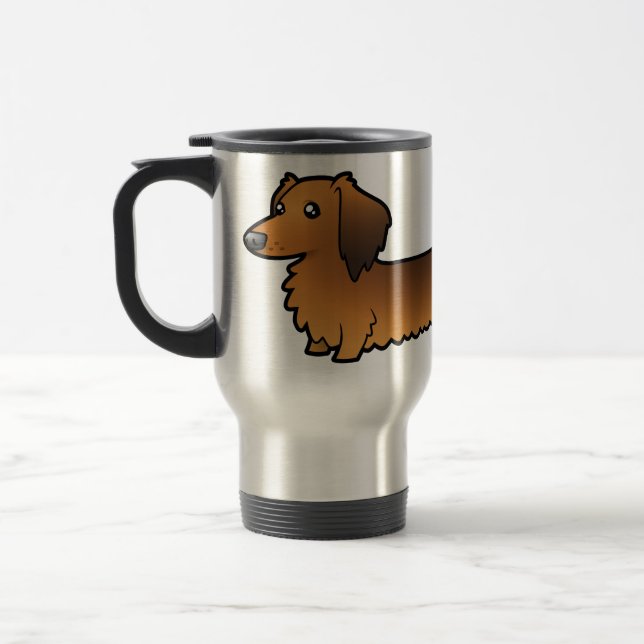 Mug De Voyage Teckel de bande dessinée (à cheveux longs) (Gauche)