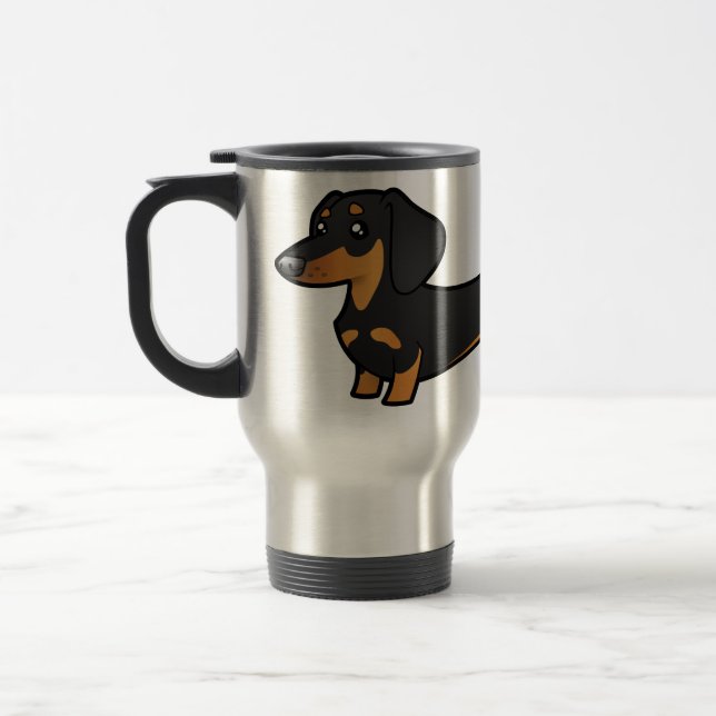 Mug De Voyage Teckel de bande dessinée (manteau lisse) (Gauche)