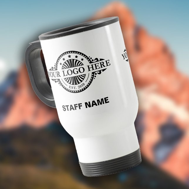 Mug De Voyage Téléchargement de logo, nom du personnel, blanc pr (Créateur téléchargé)