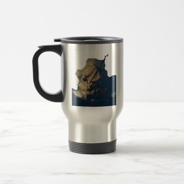 Mug De Voyage Tempête sur la mer de Galilée par Rembrandt Art (Gauche)