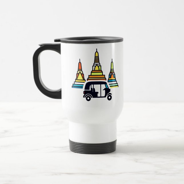 Mug De Voyage Temples thaïlandais et tuk tuks (Gauche)