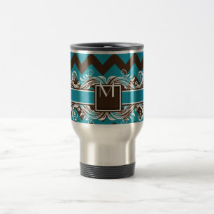 Mug De Voyage Tendance Monogramme Géométrique Chevron Motif