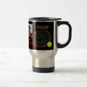 Mug De Voyage Tennis noir personnalisé photo tumbler