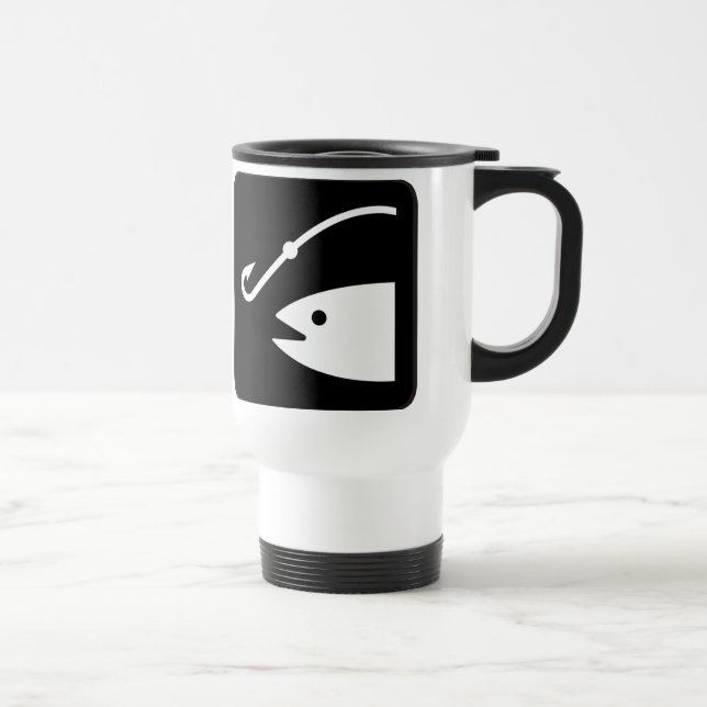 Mug De Voyage Tête et crochet de poissons - noirs et blancs (Droite)