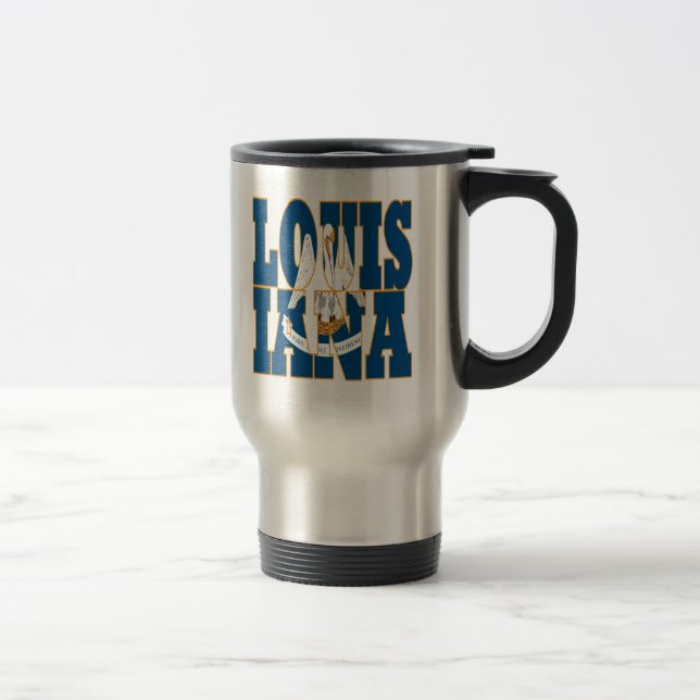 Mug De Voyage Texte du drapeau de l'État de Louisiane (Droit)