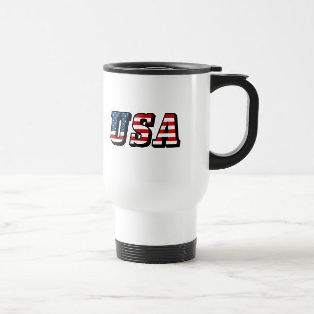 Mug De Voyage Texte du drapeau des États-Unis (Droite)