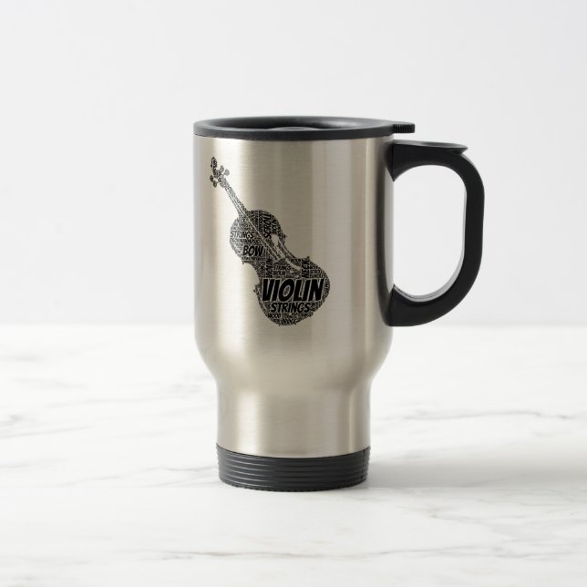 Mug De Voyage Texte noir en forme de violon (Droit)