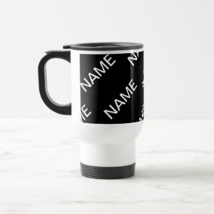 Mug De Voyage Texte personnalisable   Moderne gras Noir & Blanc